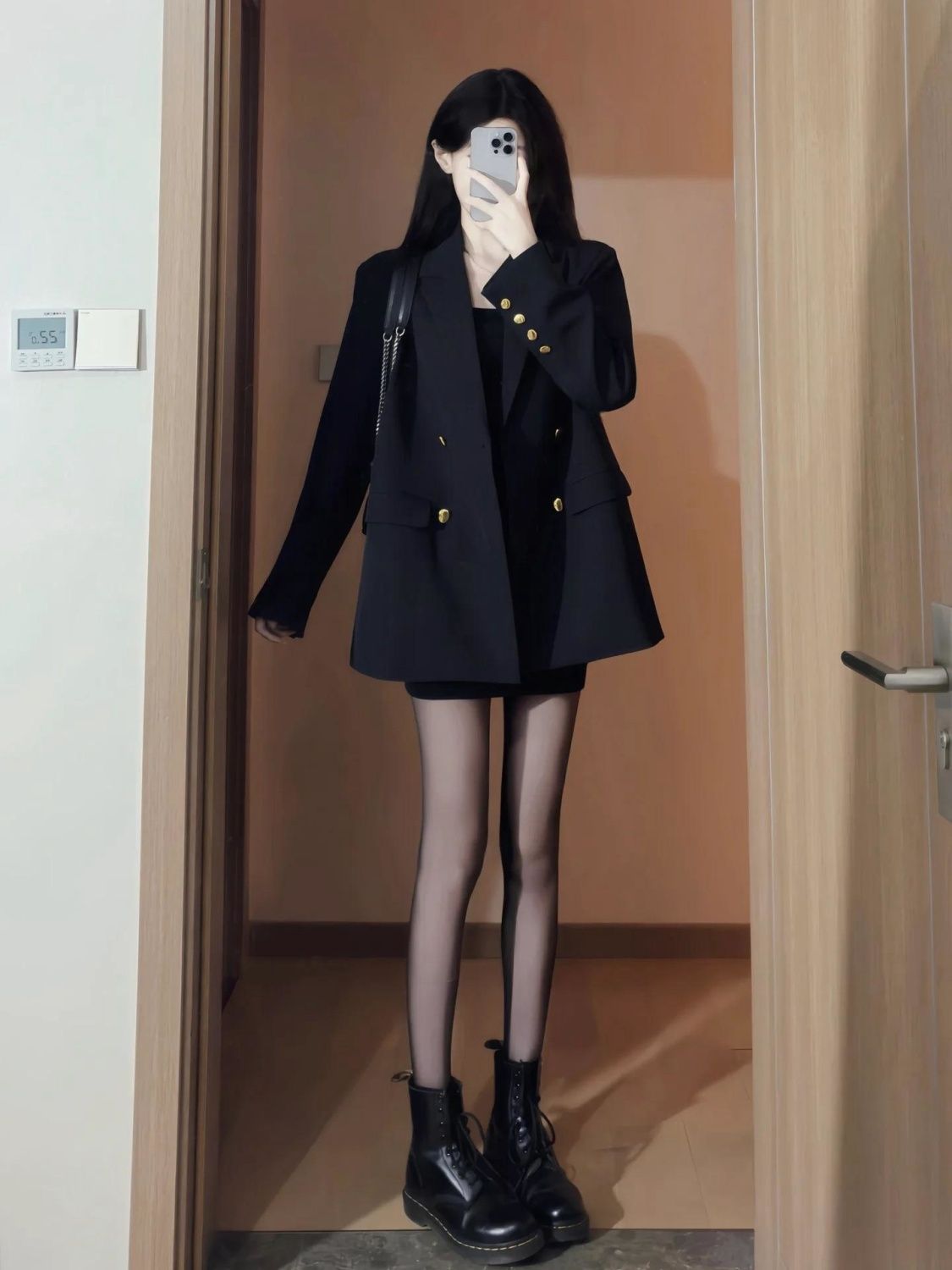 Black metal buckle suit jacket for women spring and autumn new style high-end design fashion versatile temperament suit top trendy