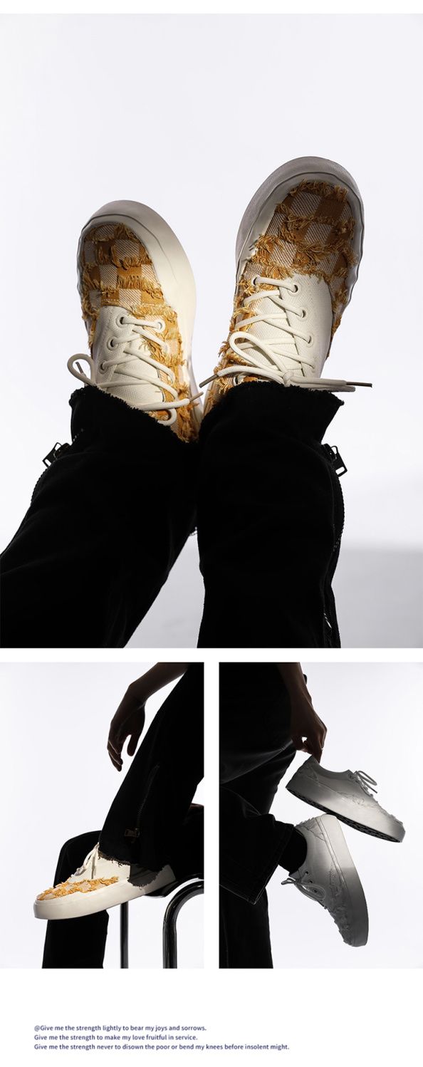 White Skateboard Shoes For Men, Personalized Casual Canvas Trainers_voghion.com