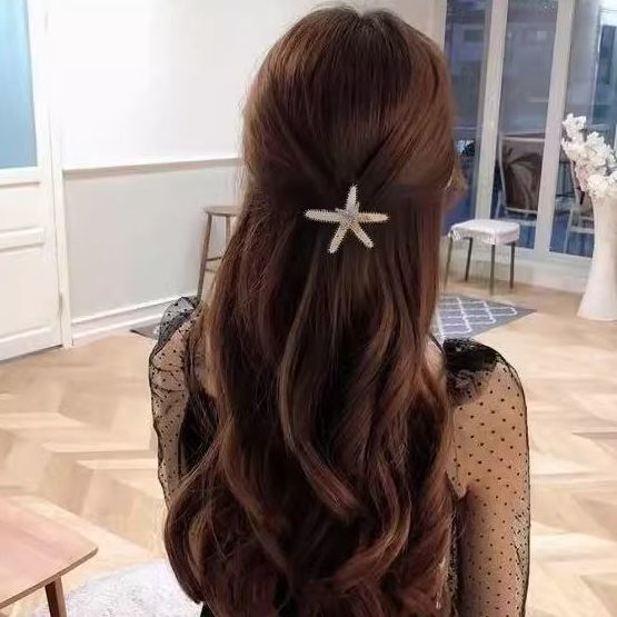 Elegante Seestern Perlen Haarspange Mit Strass Für Half Updo_voghion.com