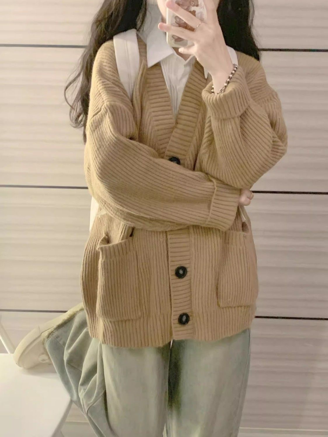 Niche knitted sweater cardigan sweater for women autumn and winter  new style high-end lazy style loose jacket for small people