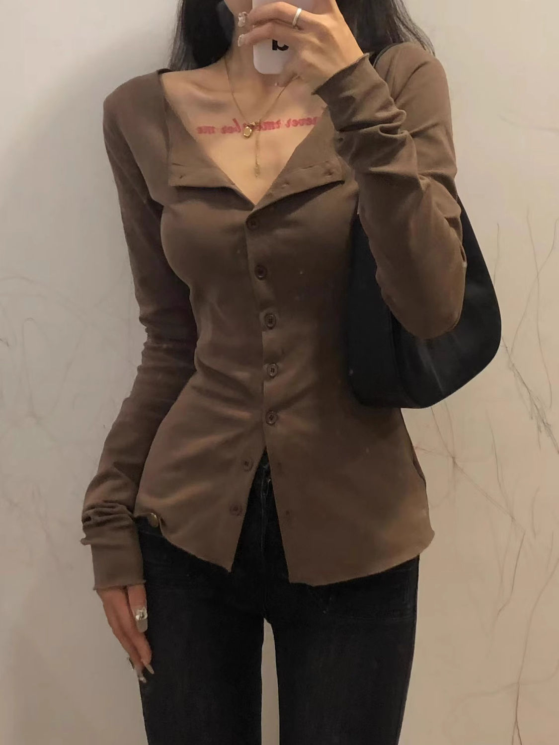 2024新款設計感小眾收腰襯衣內搭上衣茶歇法式甜辣妹風襯衫女秋季