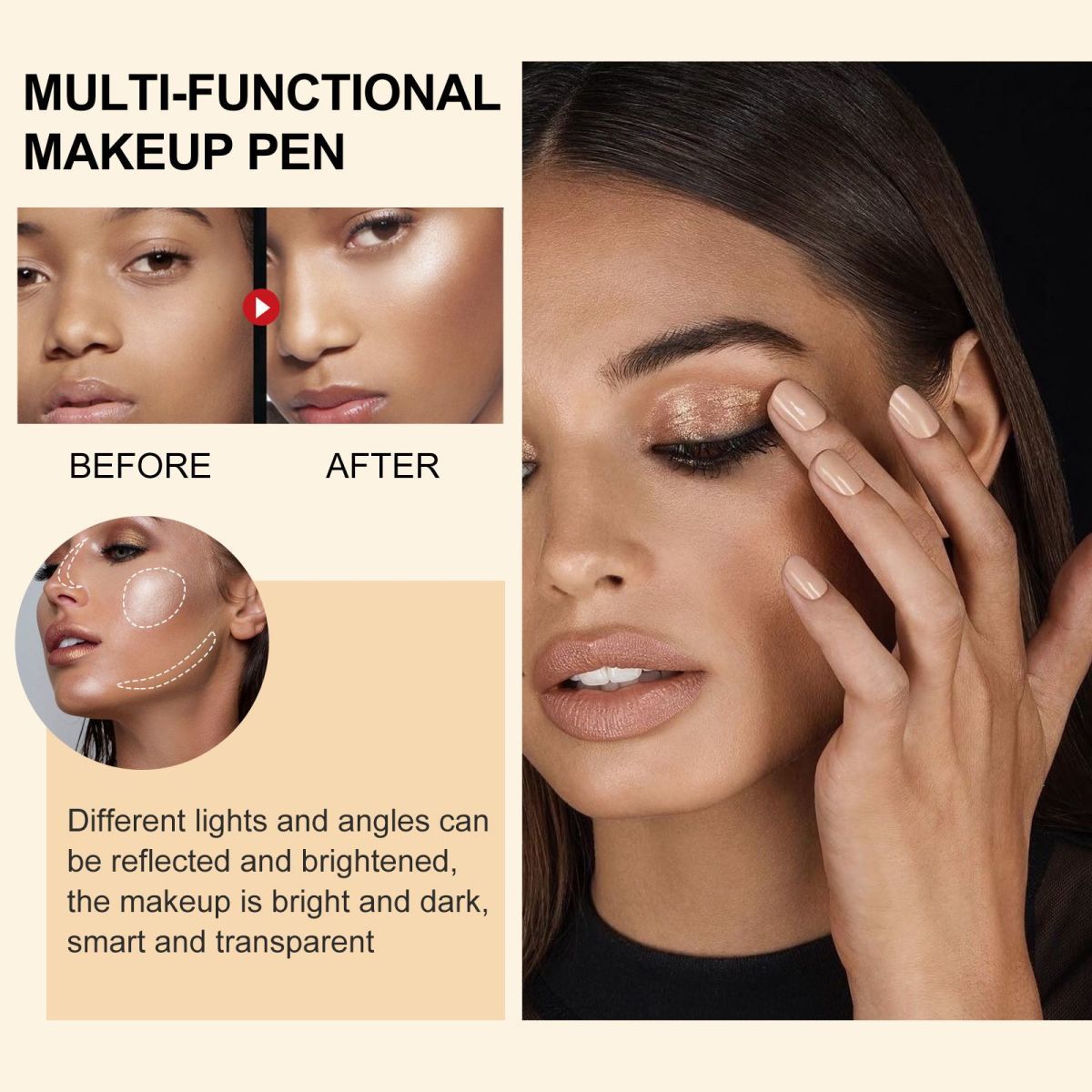 Multi-function High gloss powder blusher stick Facial contour multi-purpose cosmetic pen_voghion.com