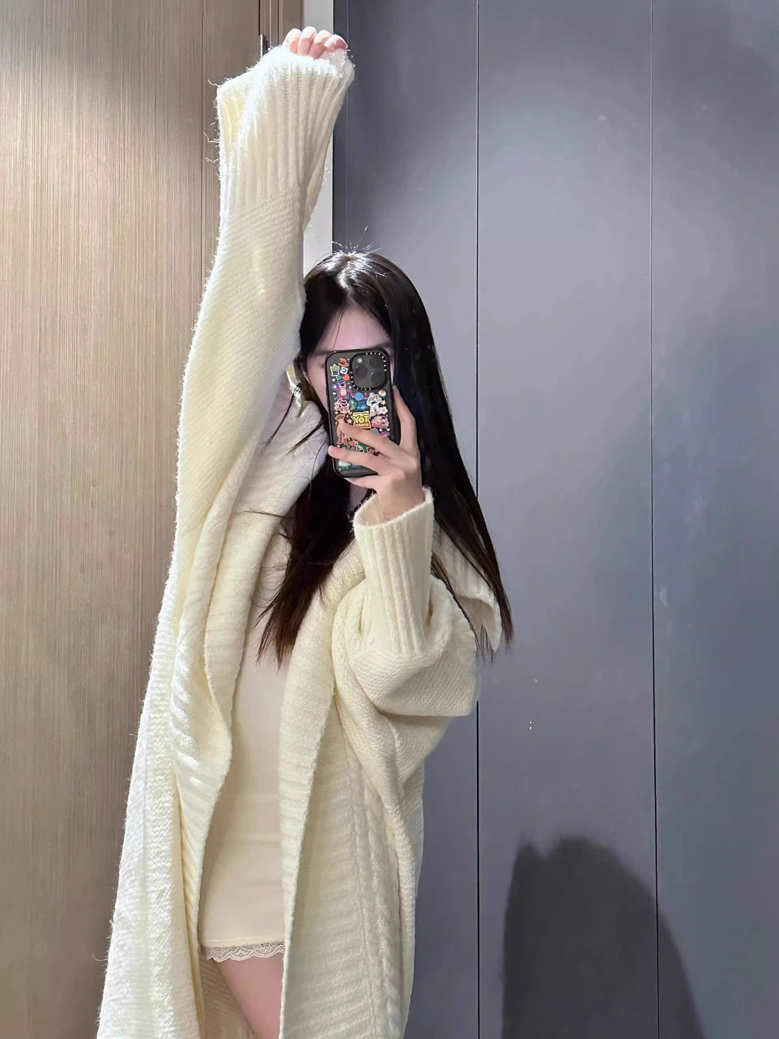 Sweater knitted jacket for women in autumn and winter, Korean style, large lapel, lazy, high-end, loose, casual, mid-length cardigan