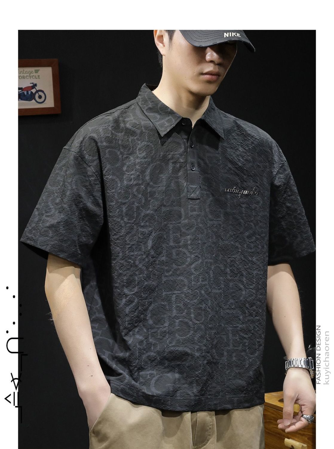 Polo américain à manches courtes pour homme, coupe ample, grande taille, marque tendance 2026, nouveau t-shirt à col rabattu_voghion.com