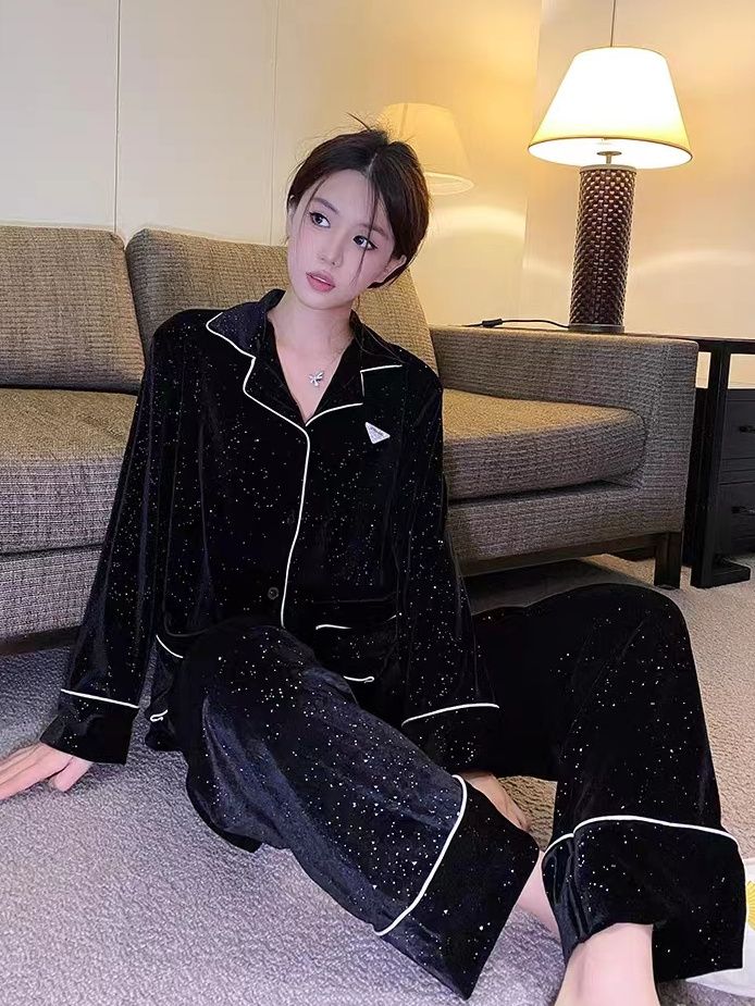 金鑽絨秋冬新款睡衣女開衫長袖金絲絨高級感寬鬆居家服套裝可外穿