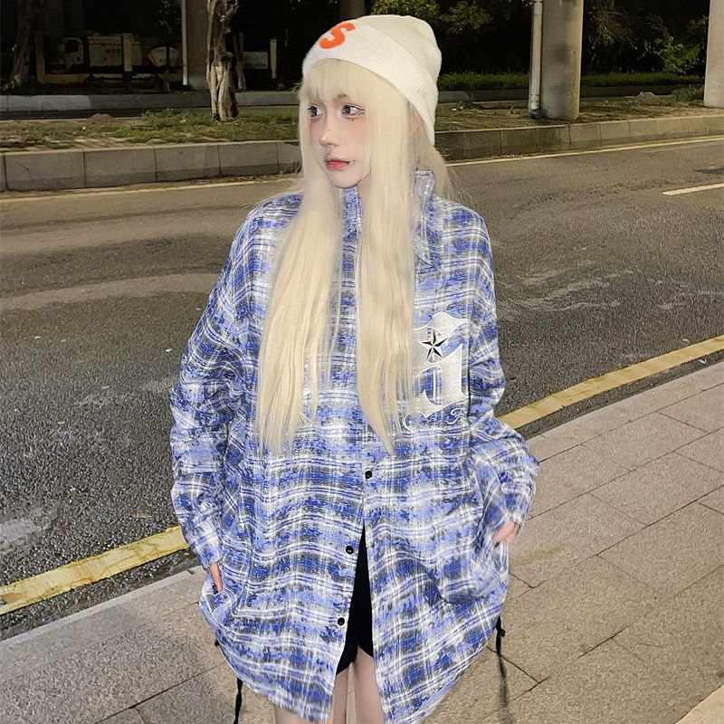 秋季女裝復古格子襯衫女長袖早秋外套胖mm大碼寬鬆襯衣上衣女洋氣