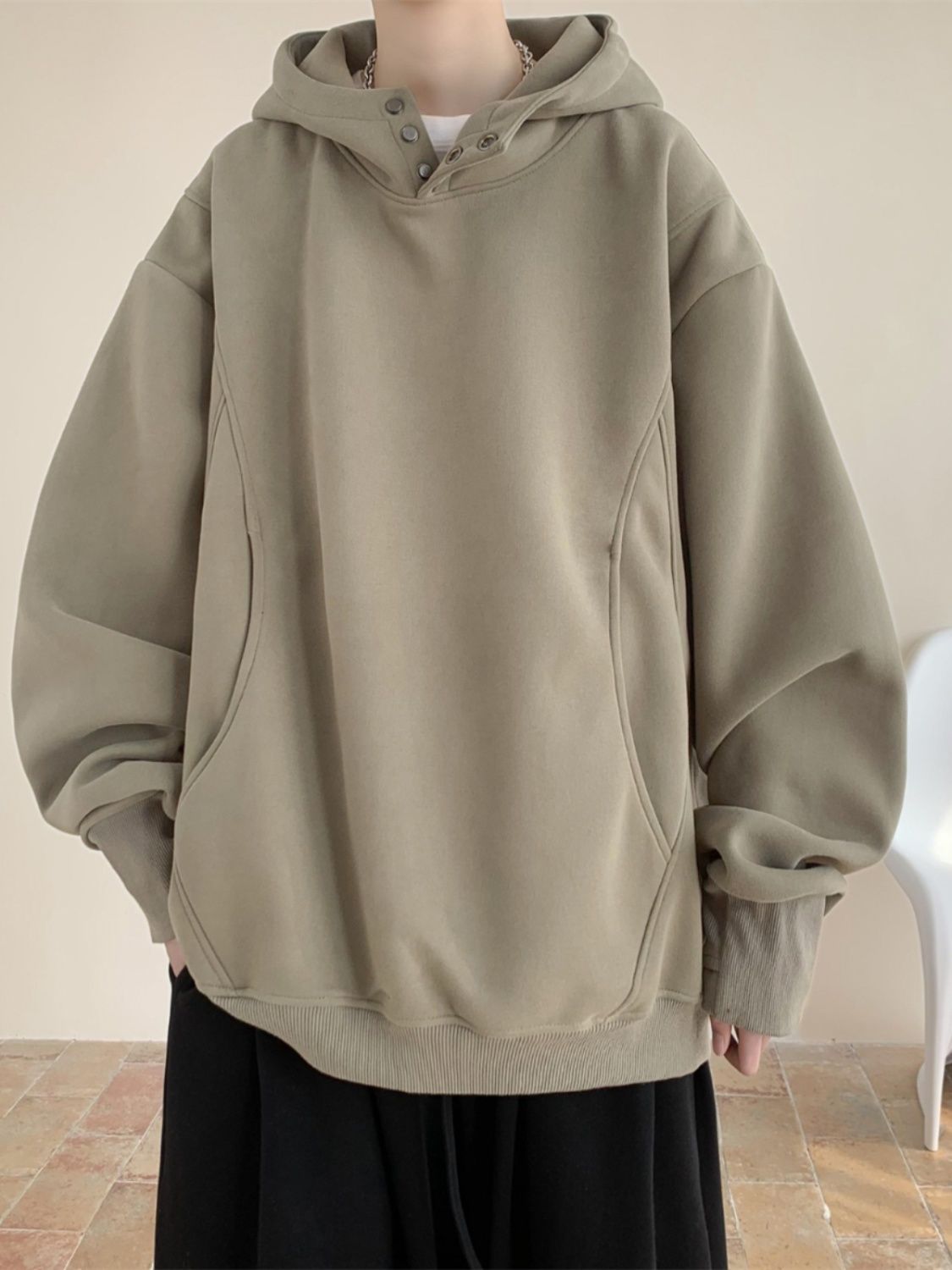 重磅衛衣男秋冬款加絨加厚美式復古潮牌硬挺連帽情侶外套oversize