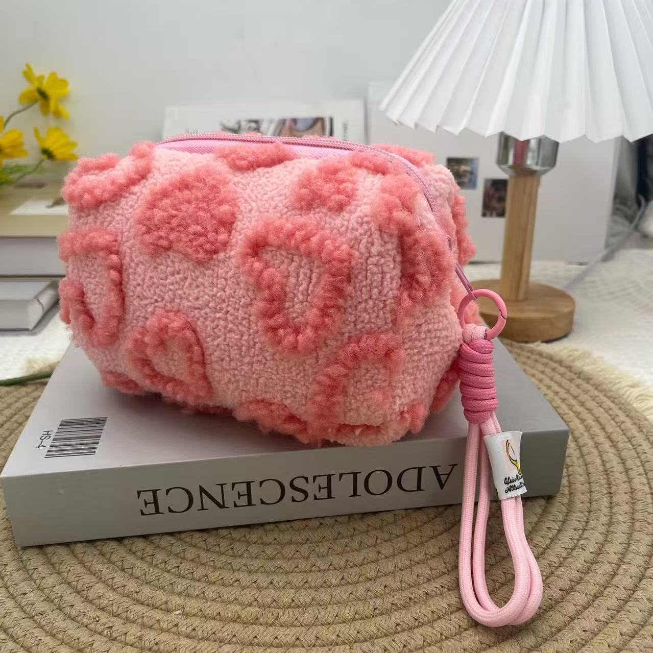 Piccola borsa portaoggetti in stile Polaroid, graziosa ed elegante, trousse portatile in peluche per il trucco, ideale per i viaggi._voghion.com