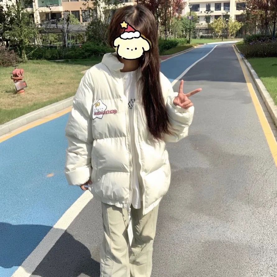 日系甜美可爱Hellokitty刺绣冬季棉服绵外女学生宽松加厚面包服潮