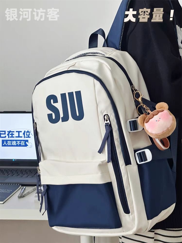 美式復古大學生ins雙肩包女 大容量初中生高中學生書包電腦背包男
