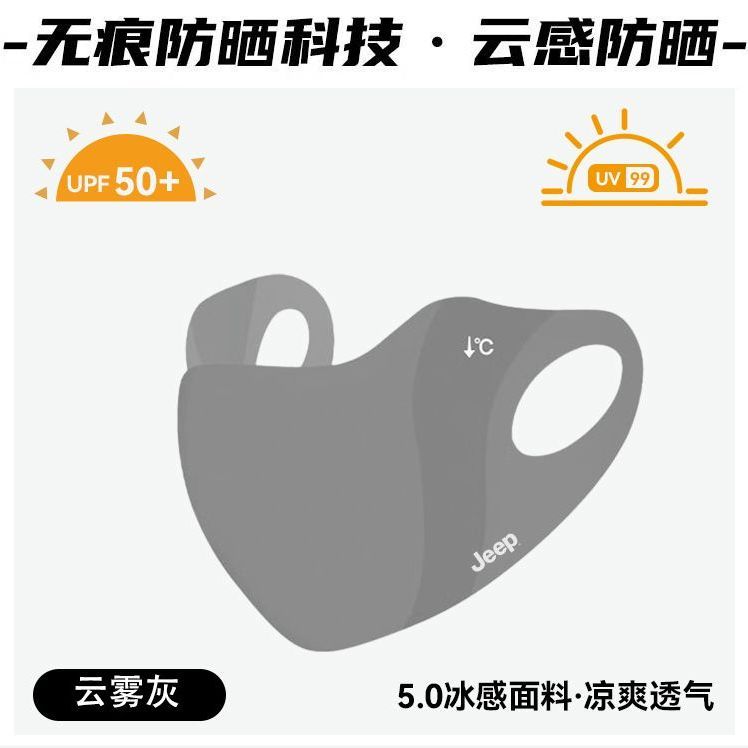 JEEP防晒口罩女护眼角全脸夏季冰丝透气防紫外线遮阳面罩夏天口罩