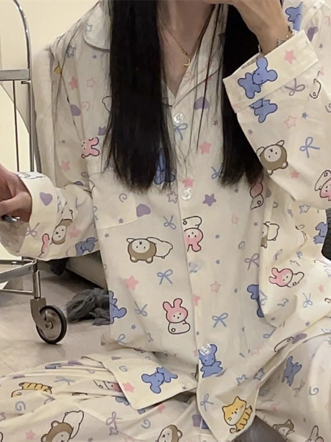 卡通公仔睡衣女春秋季新款甜美可愛ins風日系長袖長褲家居服套裝
