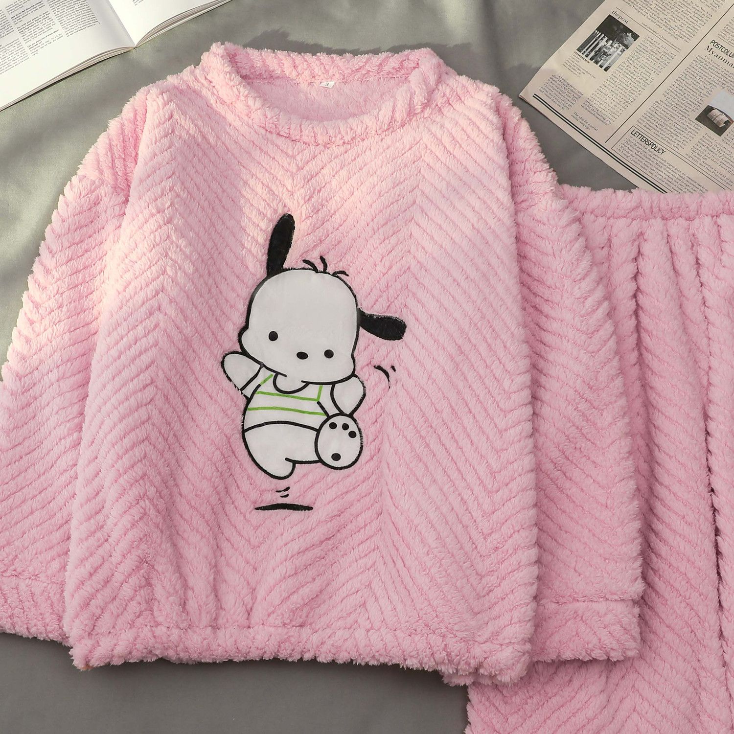 女士睡衣法蘭絨套頭秋冬款帕恰狗冬天珊瑚絨加厚可外穿家居服套裝