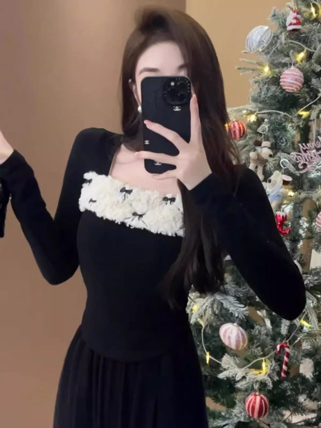 純欲辣妹方領打底衫女秋冬新款高級感小香風內搭別致修身長袖上衣