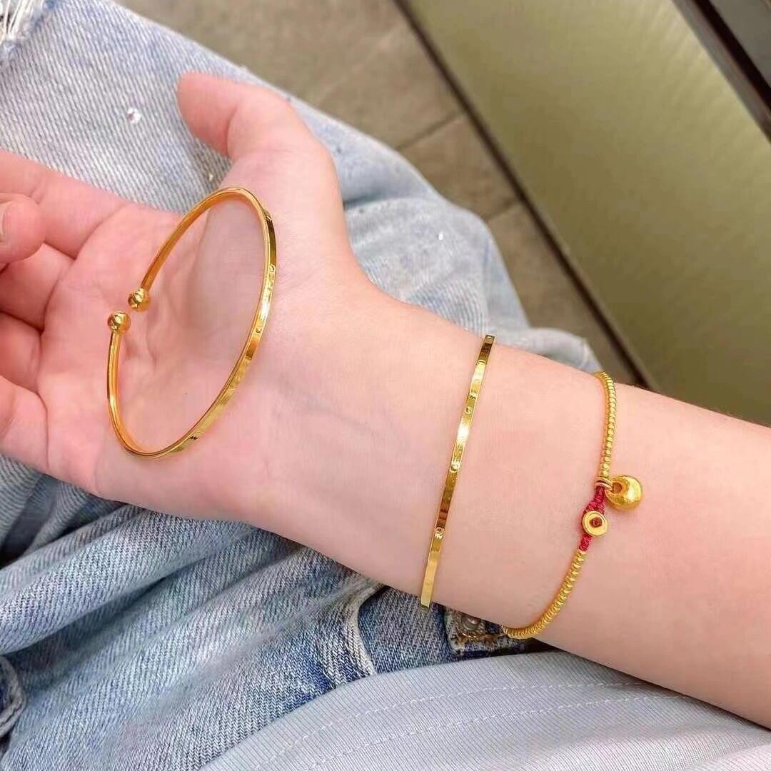 [Plain Pattern Bangle] New Niche Smooth Plain Bangle Bracelet For Women, Versatile, Light Luxury, Simple, Elegant, And_voghion.com