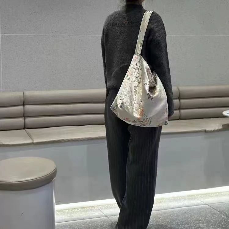 魚家的袋子雙面背新中式花鳥提花斜挎單肩容量大女士包袋63