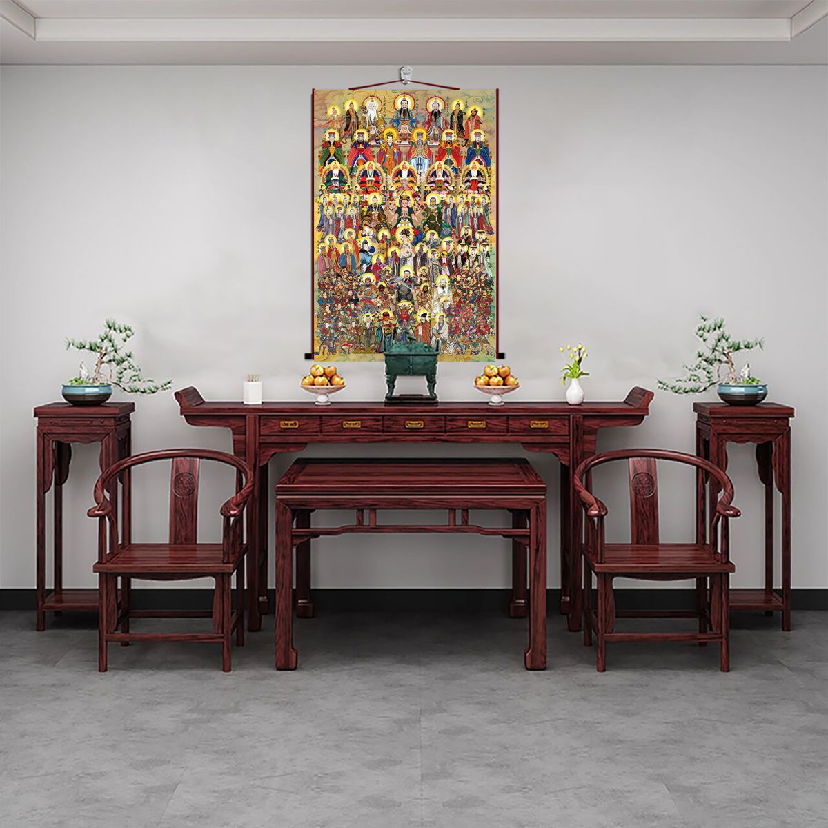 三尺三全神图画像众神总真图三清天尊雷祖玉帝王母供奉卷轴挂画道 3