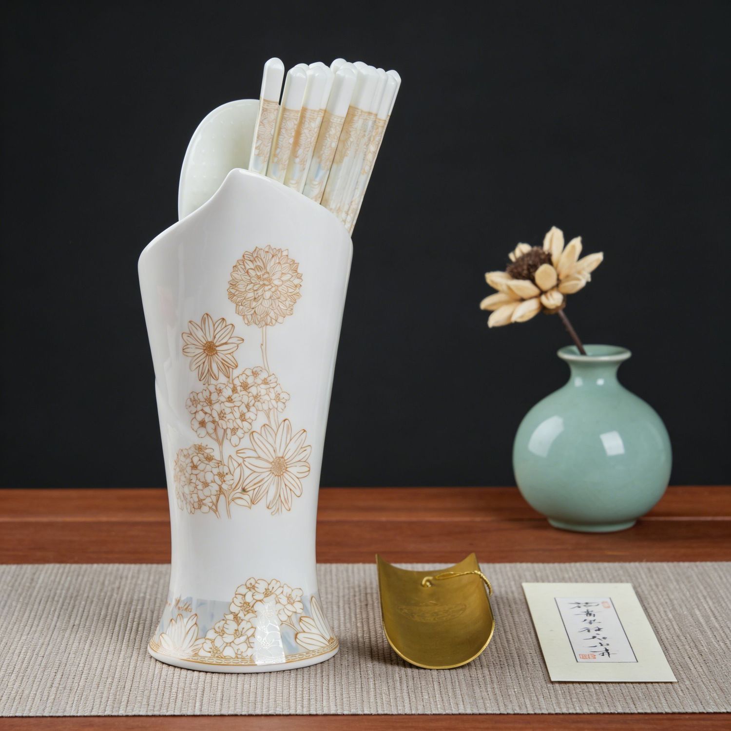 新款陶瓷筷子家用食品级高档景德镇防霉餐具防滑耐高温筷子筒 图片 2