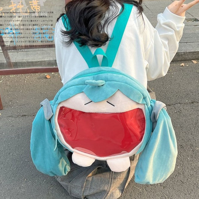 新款初音未來miku雙肩痛包卡通可愛jk洛麗塔日系毛絨搞怪