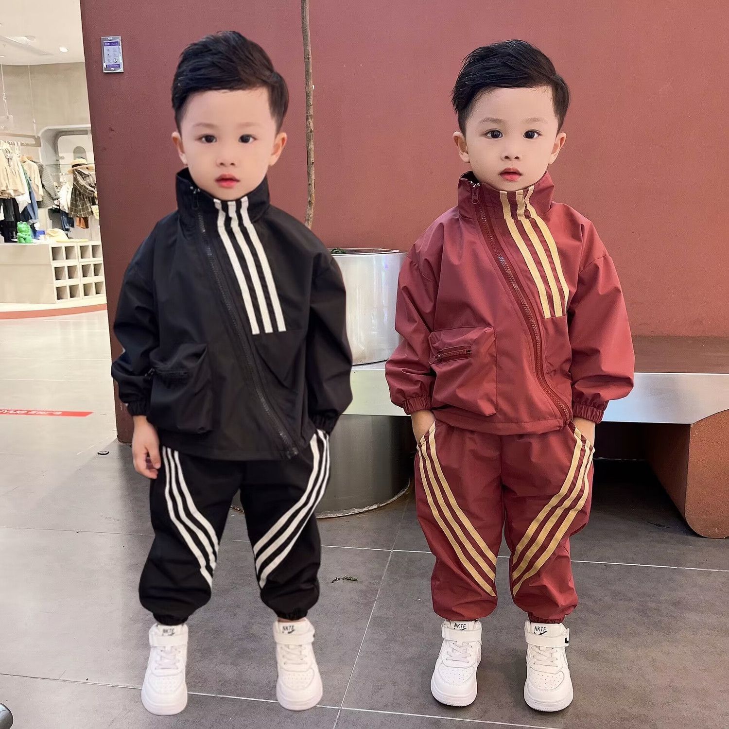 Boys and girls autumn clothing plus velvet thickening suit  new style autumn clothes children's baby coat two-piece set