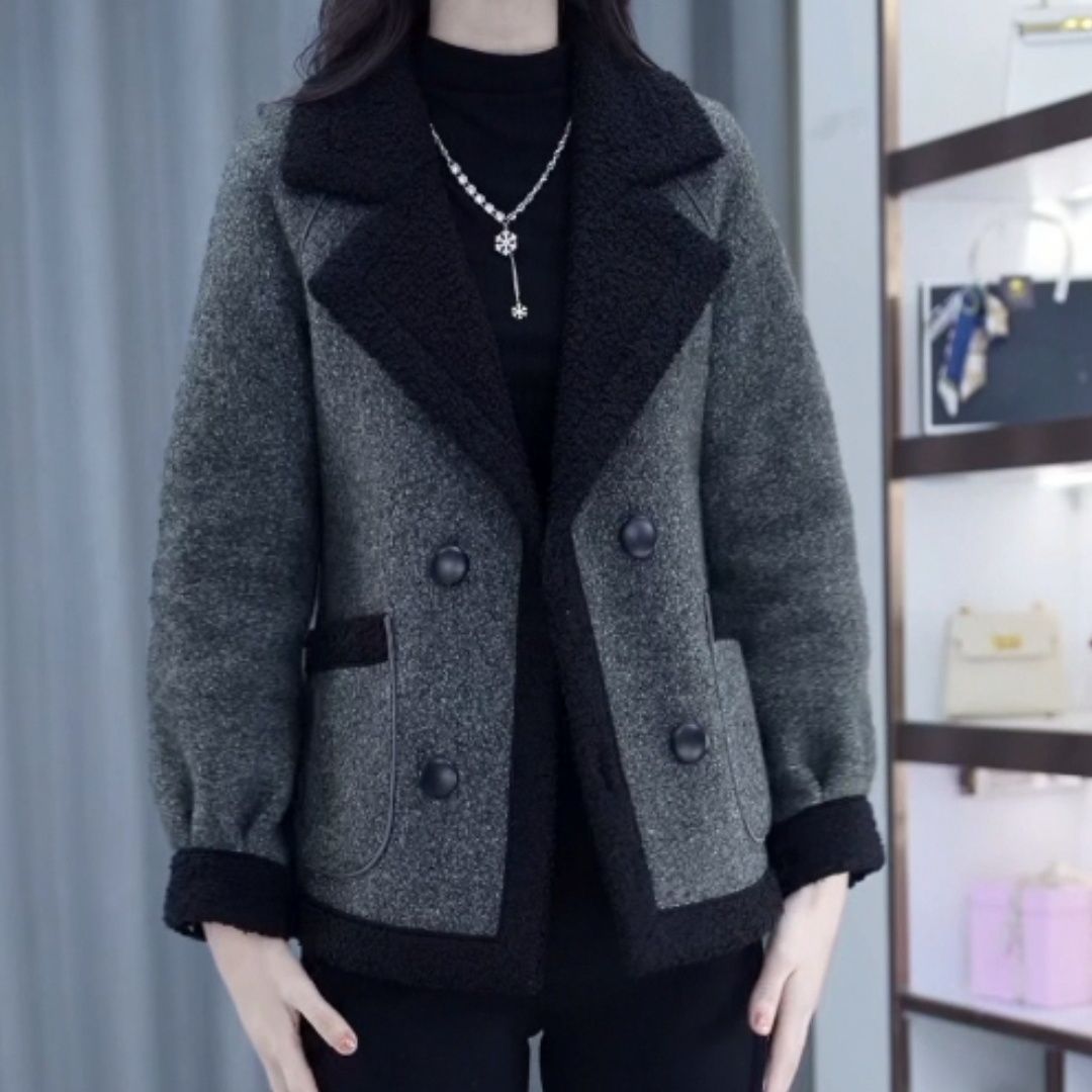 高檔雙面圈圈絨呢子外套加厚女2023秋冬款英倫風小眾西裝短大衣