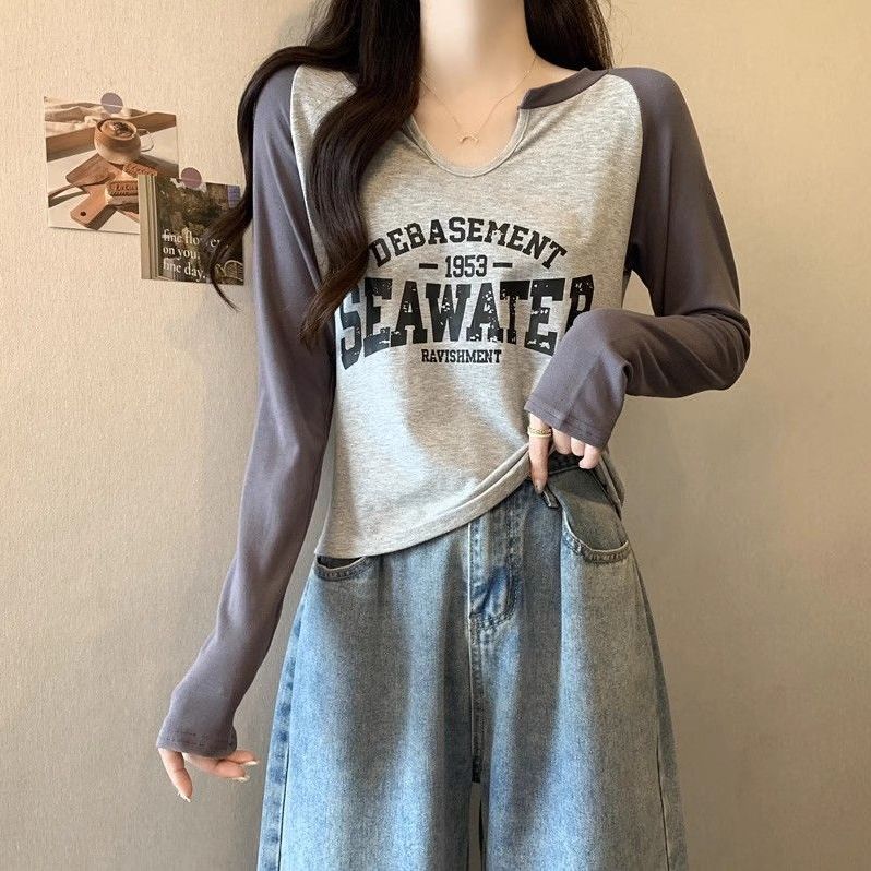大碼秋冬遮肚藏肉歐貨爆款正肩上衣女胖妹妹時尚顯瘦內搭長袖t恤