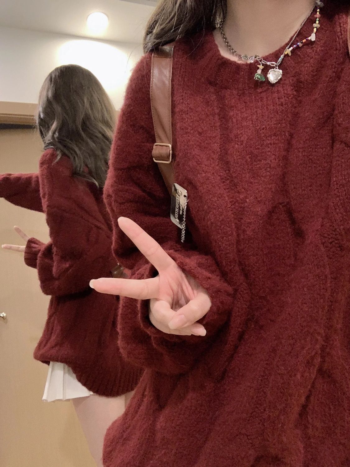 簡約聖誕新年紅色毛衣女秋冬新款寬鬆外穿麻花針織衫慵懶風上衣厚