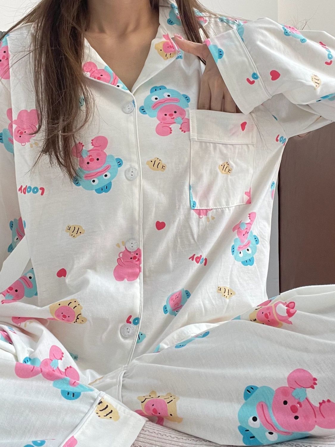 小丑魚露比loopy睡衣女春秋季新款網紅風長袖長褲學生家居服套裝