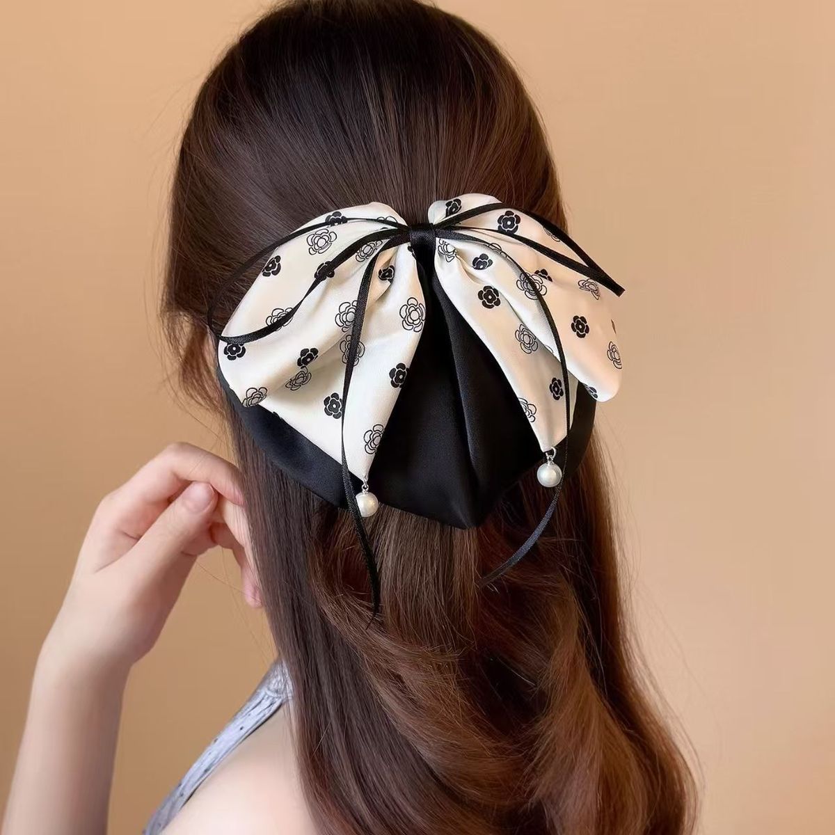 Satin Kamelie Perlen Haarspange Mit Schleife Für Zopf_voghion.com