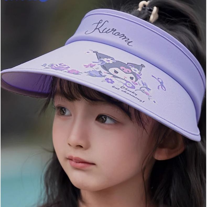 库洛米儿童防晒夏季遮阳帽帽檐紫外线卡通女童太阳帽女孩帽子空顶