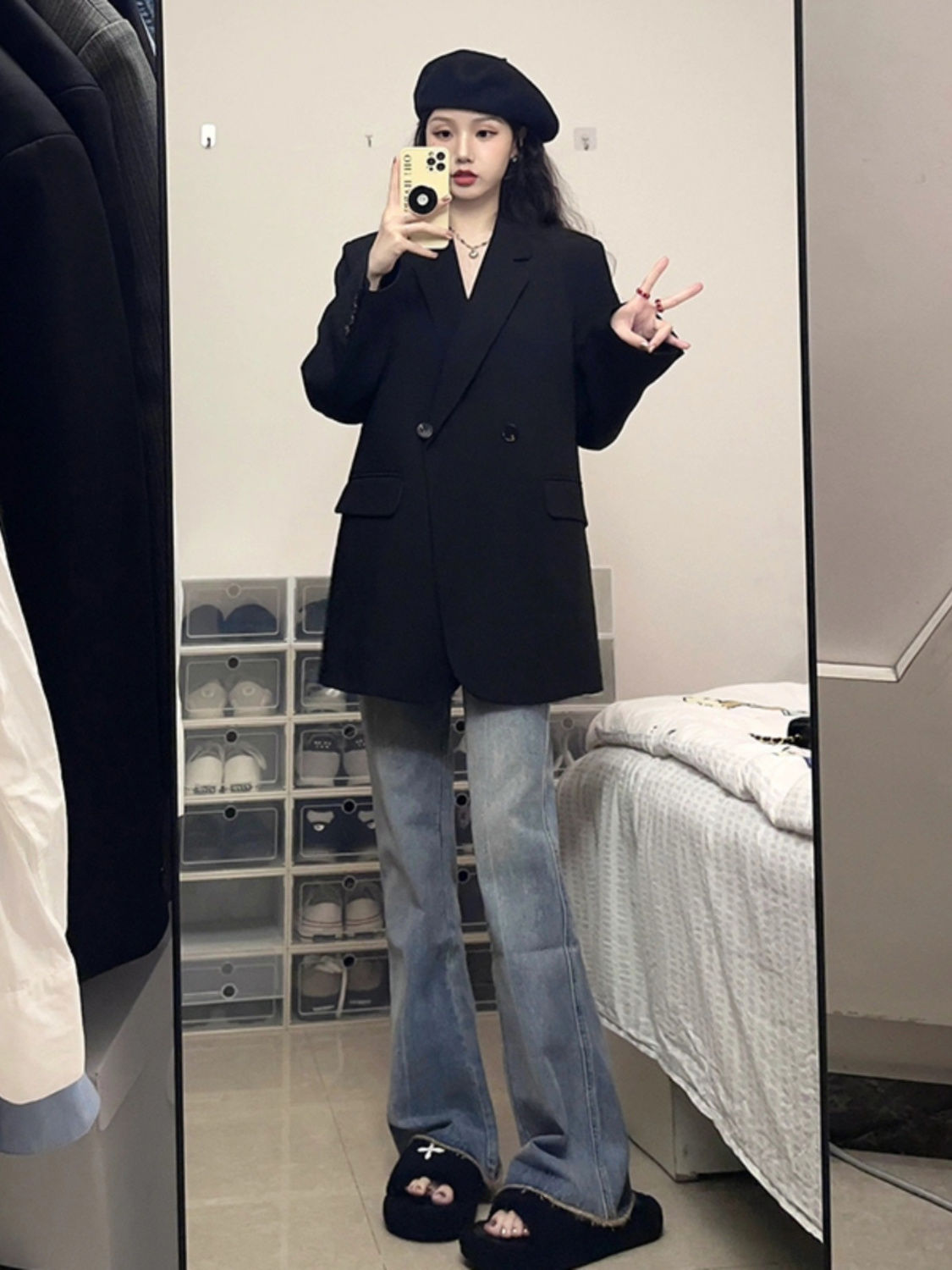 黑色西外套女高級感炸街小西服秋季新款韓版寬鬆百搭氣質西裝外套