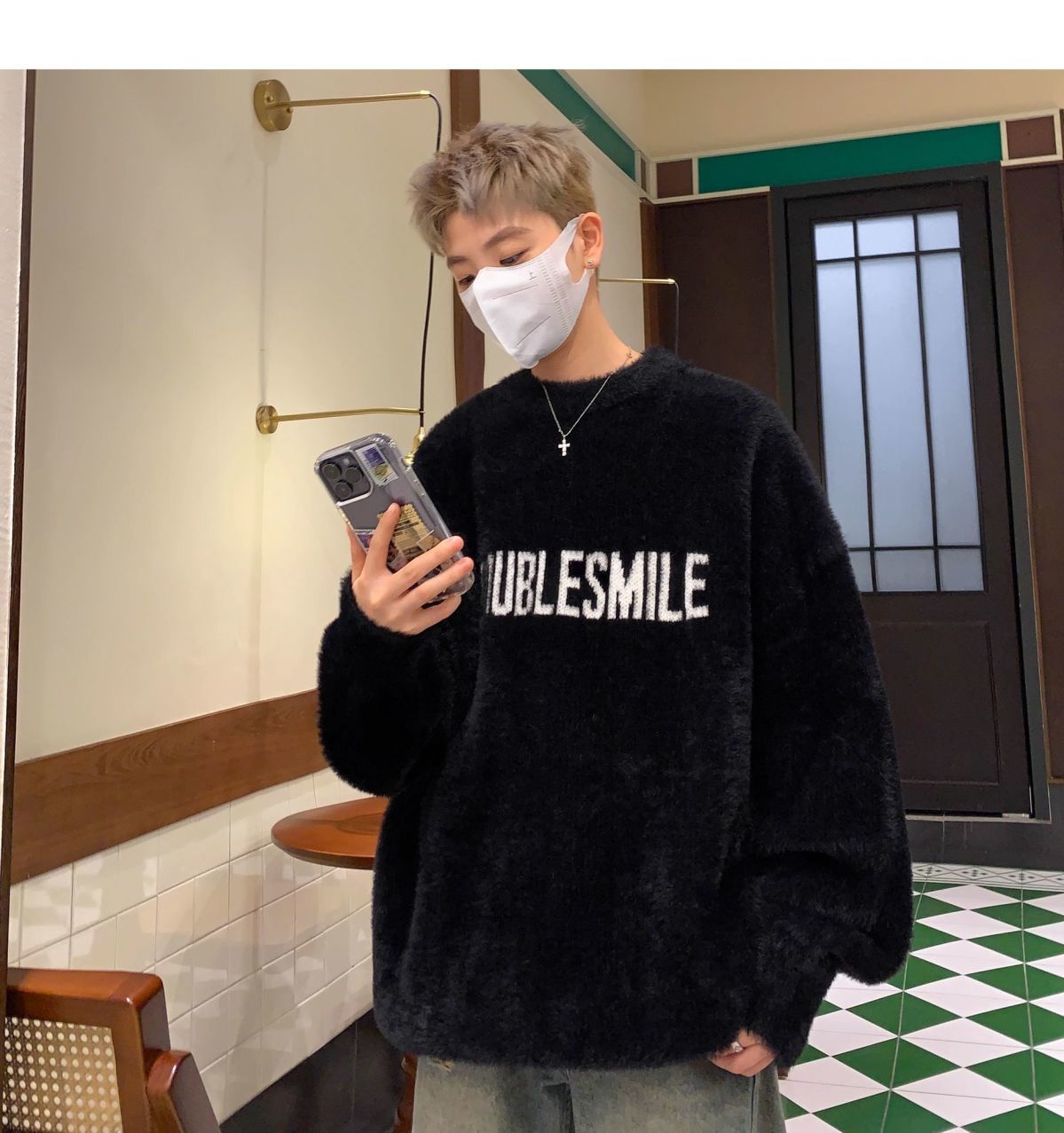 Heavy American Mohair Knitted Sweater Hong Kong Style High Street Trendy Brand Versatile Loose Couple Sweater Warm Lazy Thread_voghion.com