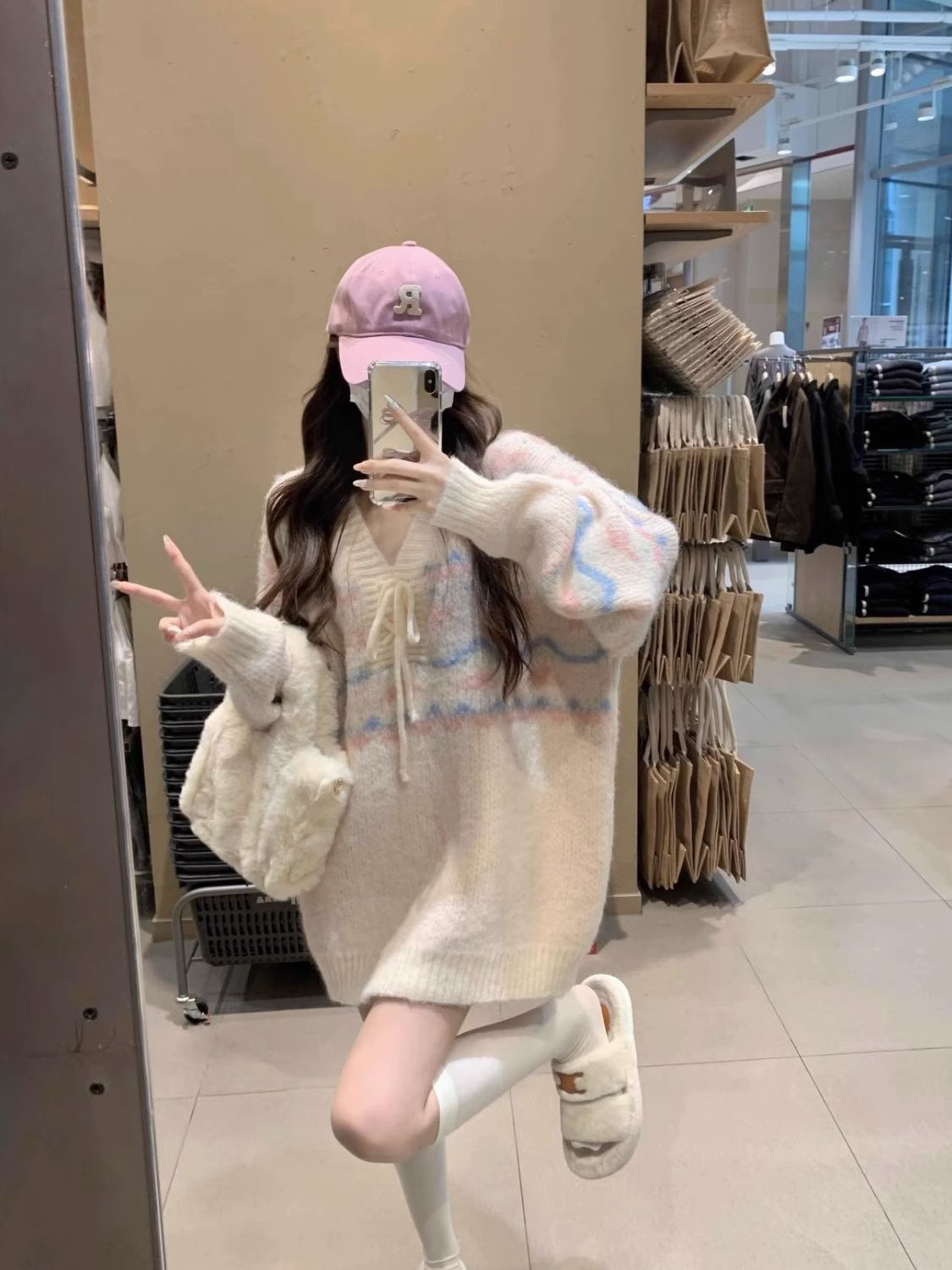 秋冬新款寬鬆復古溫柔條紋毛衣女時尚甜美長袖針織衫慵懶套頭上衣