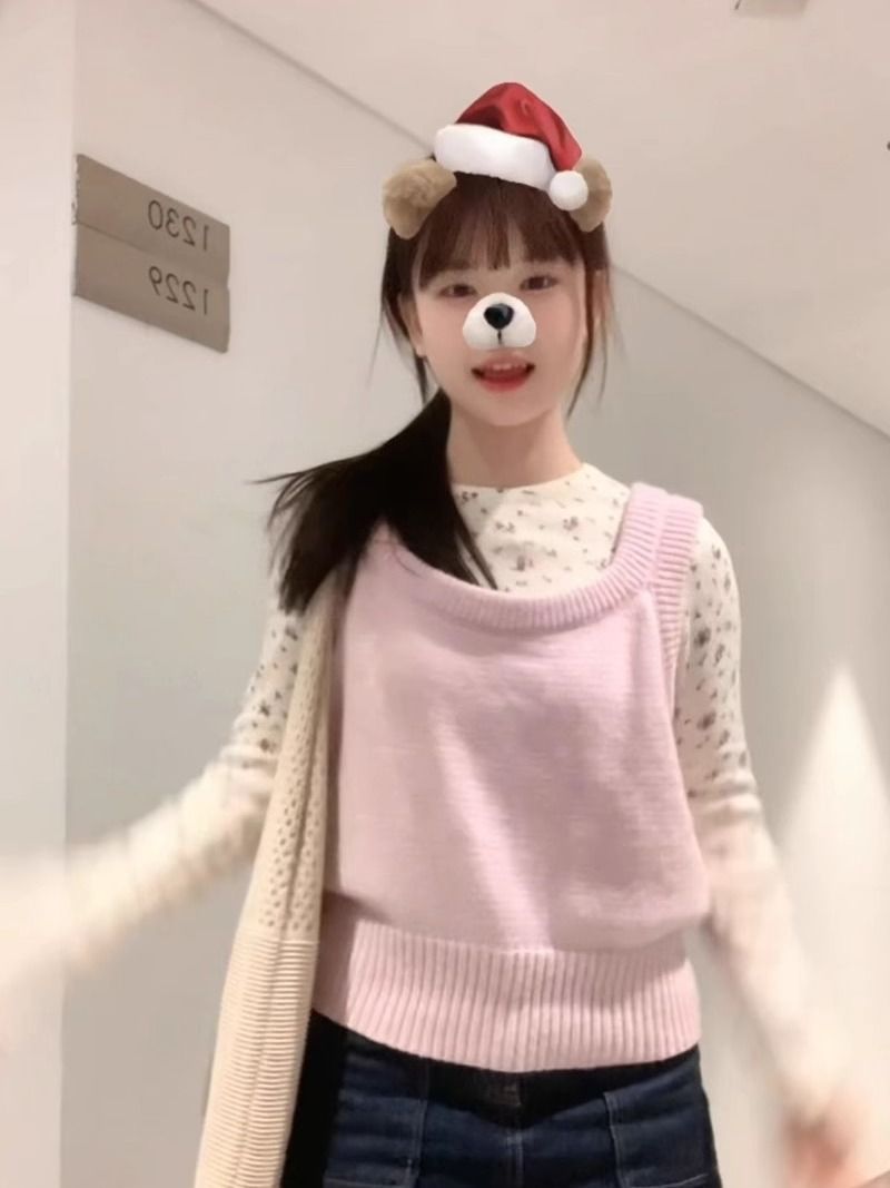 復古韓系碎花保暖內搭打底衫女新款秋冬修身顯瘦正肩長袖t恤上衣