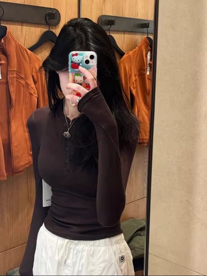 美拉德咖色德絨打底衫女秋冬季內搭加絨保暖修身顯瘦收腰長袖上衣