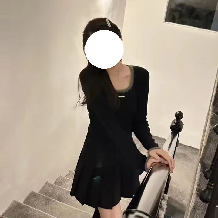 黑色短款辣妹針織打底長袖T恤女秋冬修身顯瘦小個子上衣ins慵懶風