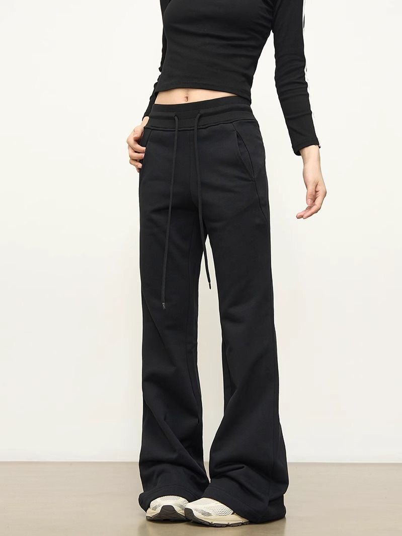 American retro low-waist hot girl versatile micro-horn yoga sports pants women's straight slim slimming casual pants