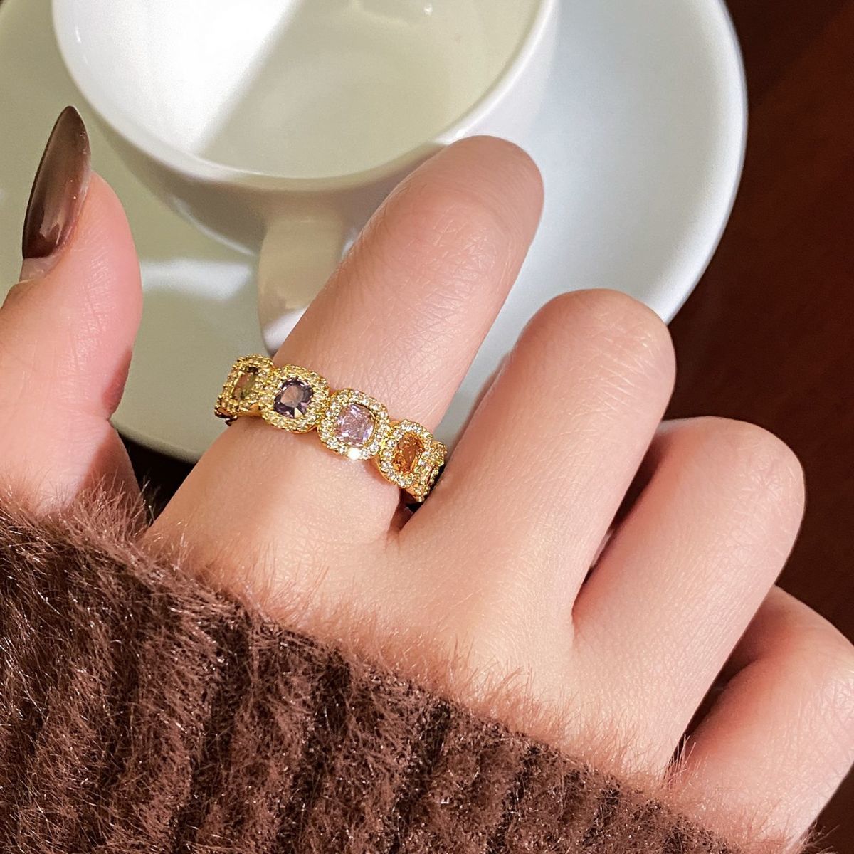 Color Sugar Cube Open Ring detail image 7
