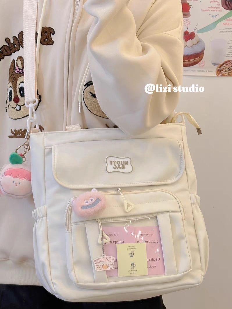 Simple and versatile large-capacity portable shoulder bag soft girl girl student tutoring class commuting tote bag crossbody bag
