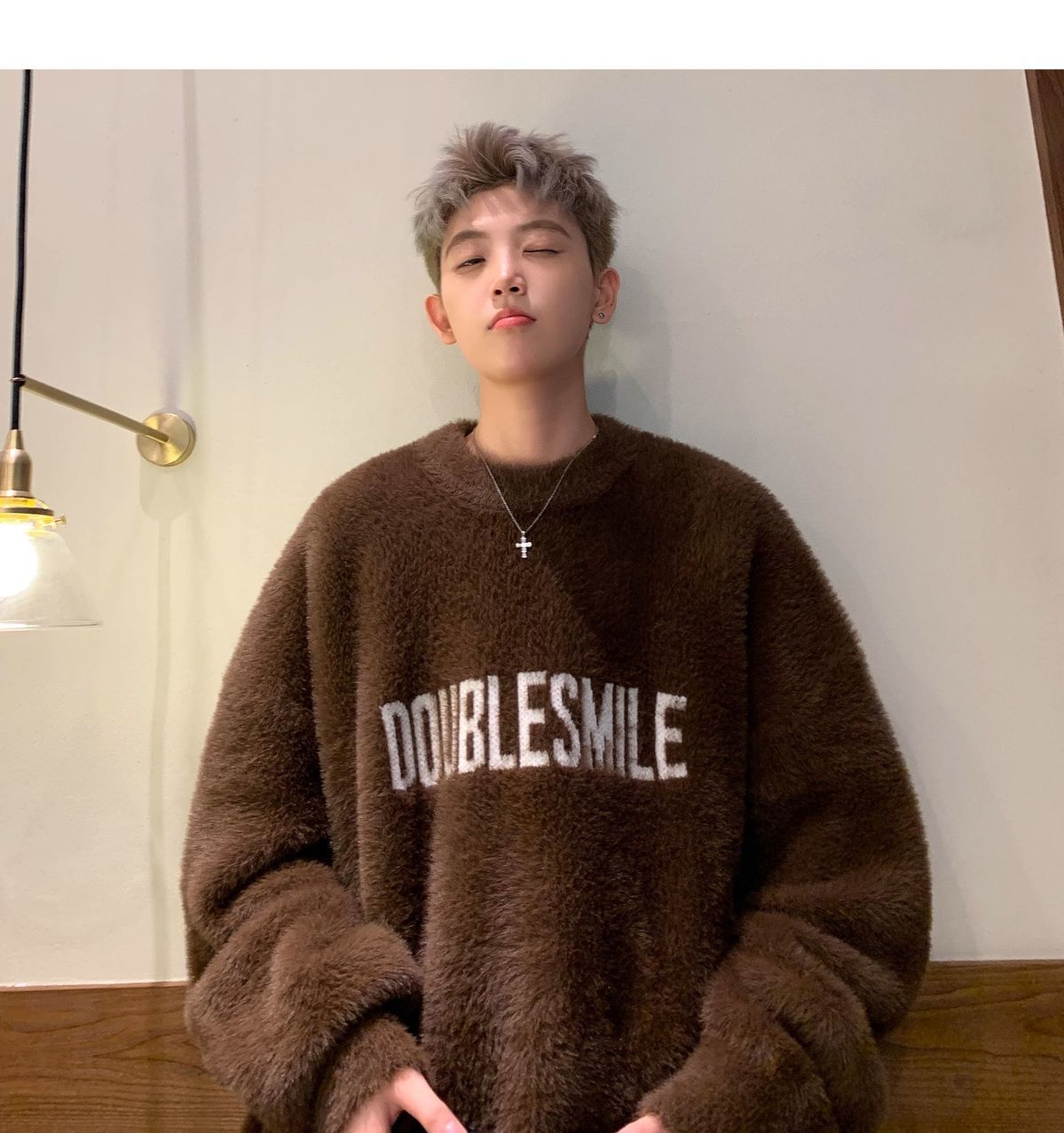 Heavy American Mohair Knitted Sweater Hong Kong Style High Street Trendy Brand Versatile Loose Couple Sweater Warm Lazy Thread_voghion.com