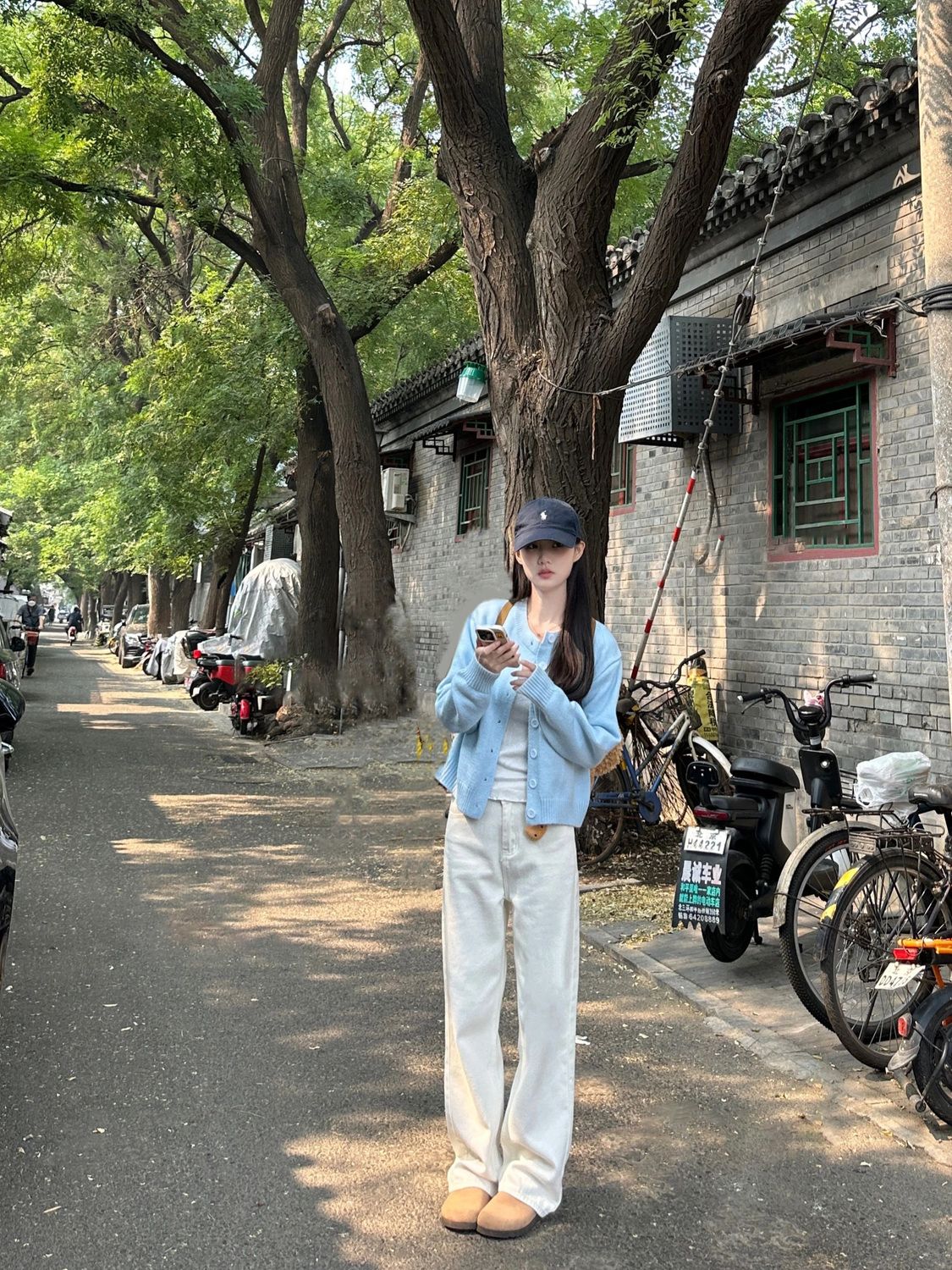 藍色甜美軟糯針織毛衣女秋冬減齡氣質休閒百搭寬鬆慵懶風長袖上衣