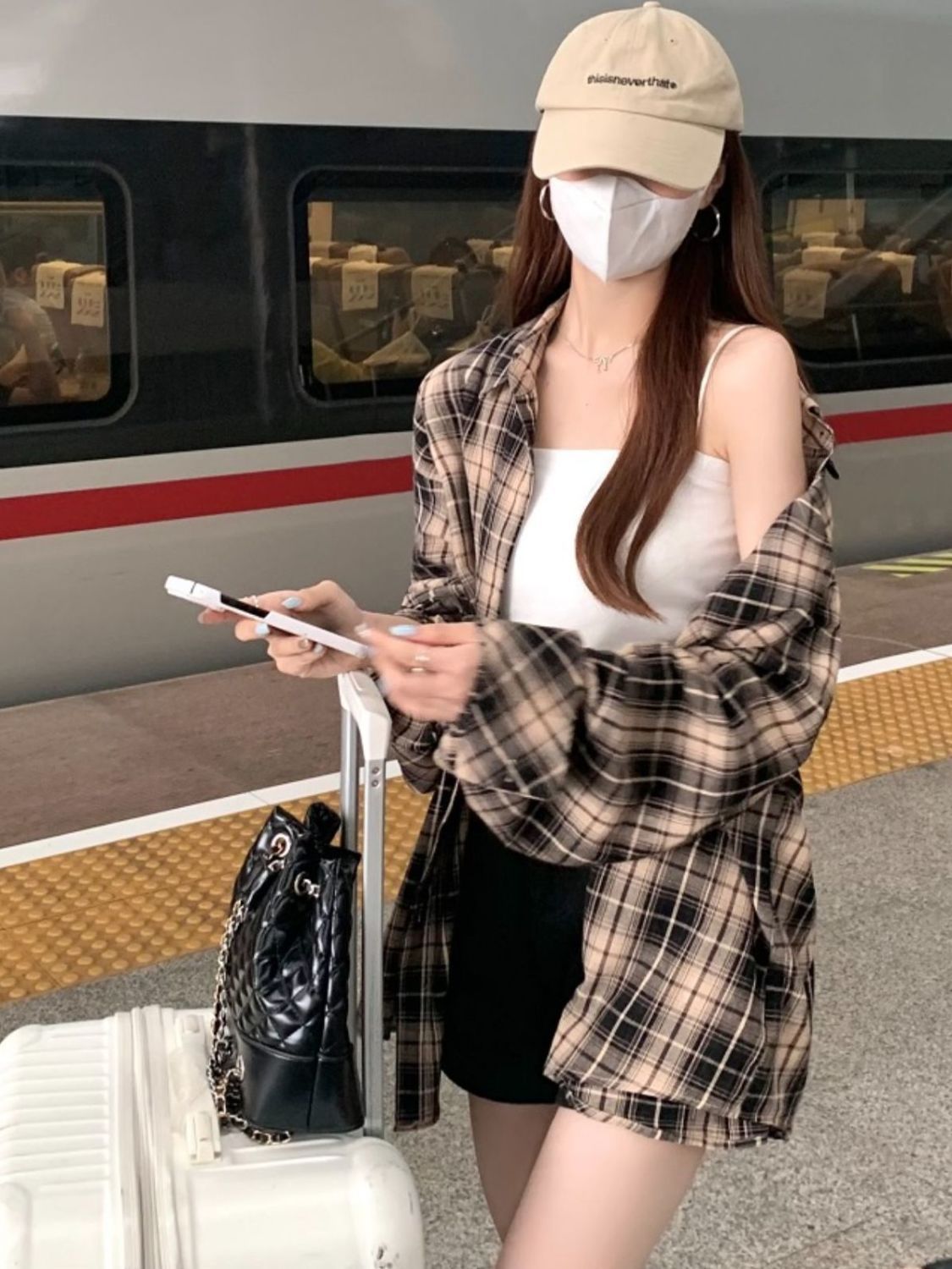 秋季女裝美式格子襯衫女長袖早秋外套寬鬆純欲風襯衣上衣女洋氣