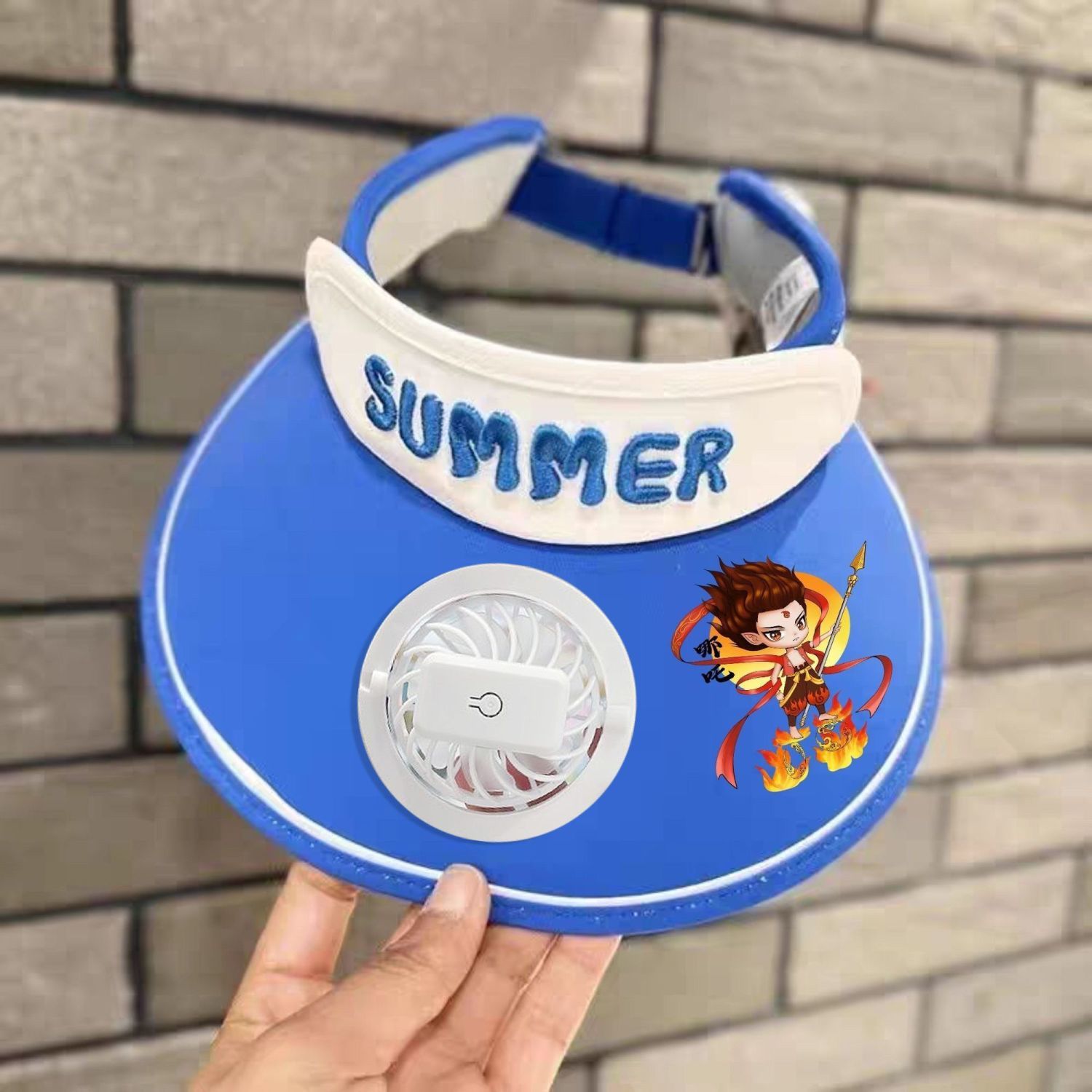 儿童防晒遮阳帽带风扇夏季太阳帽紫外线男童女童宝宝大檐空顶帽子