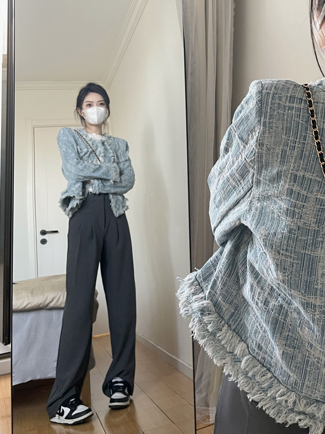 Spring and Autumn 2024 New Korean Style Small Fragrance Style Retro Street Long Sleeve Short Jacket Women's Loose Niche Design Top