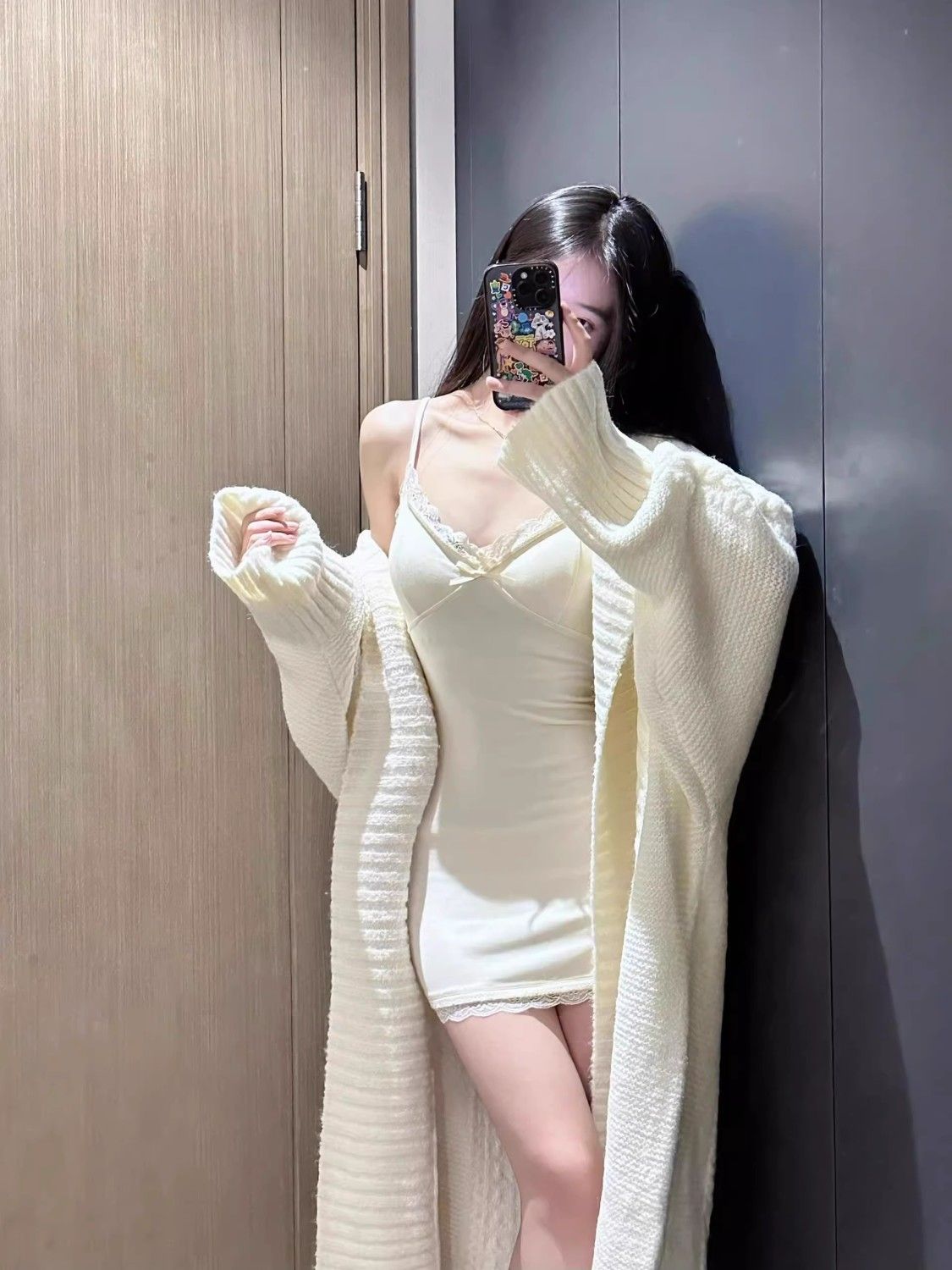 Sweater knitted jacket for women in autumn and winter, Korean style, large lapel, lazy, high-end, loose, casual, mid-length cardigan