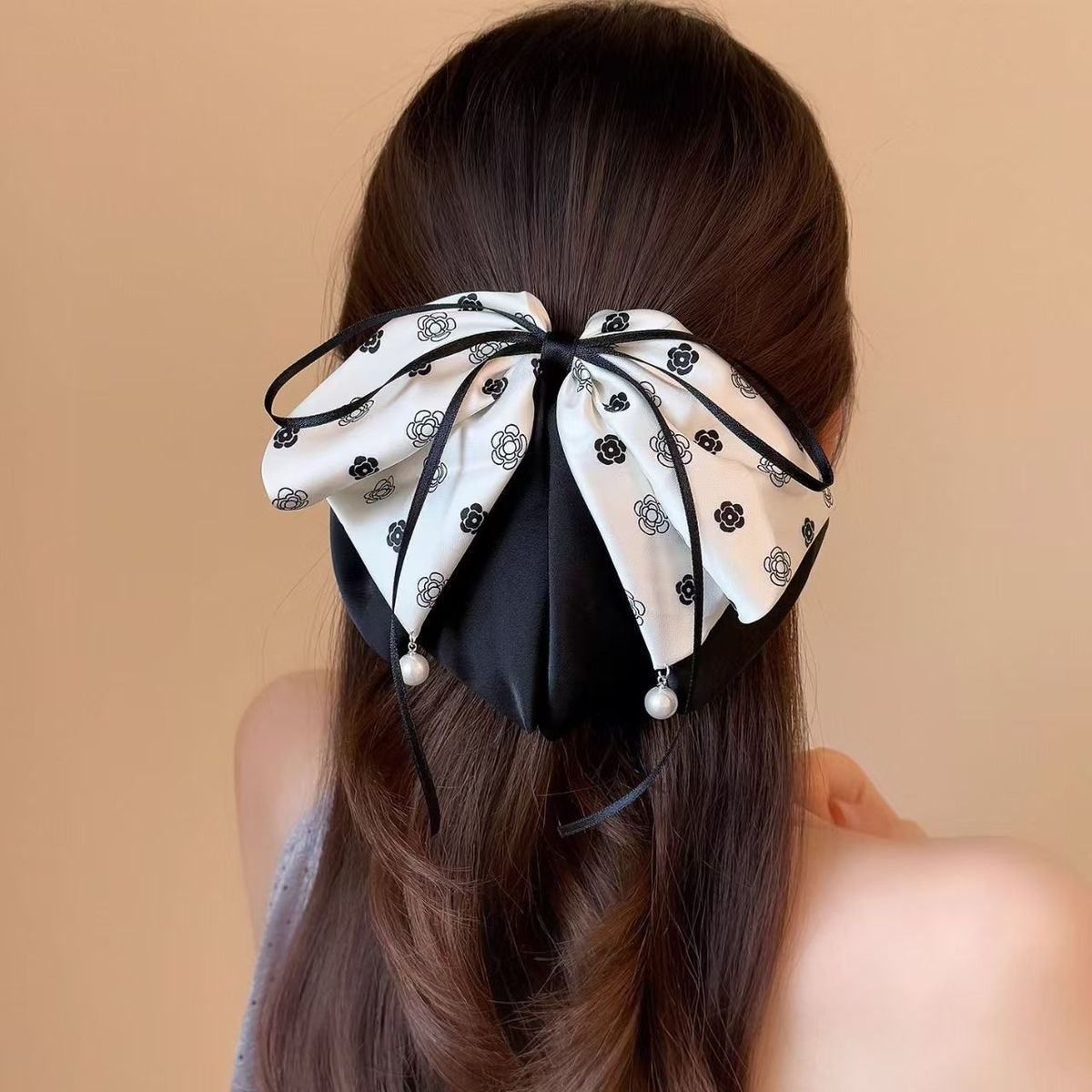 Satin Kamelie Perlen Haarspange Mit Schleife Für Zopf_voghion.com