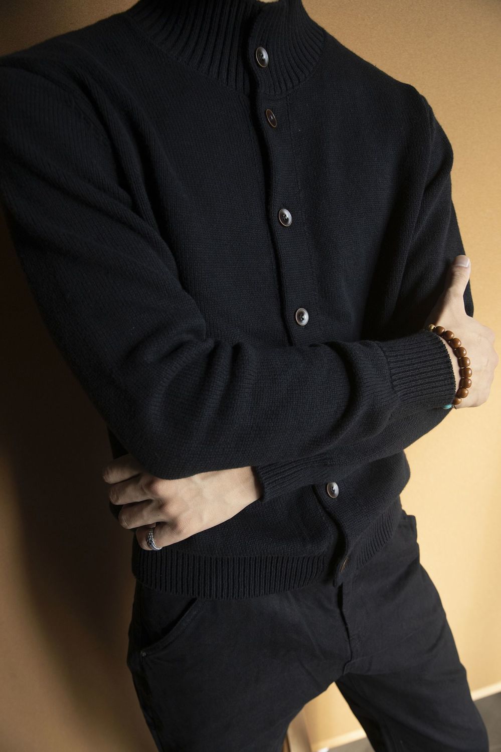 Men's Solid Colour Knitted Sweater Autumn Winter Commuter Style_voghion.com