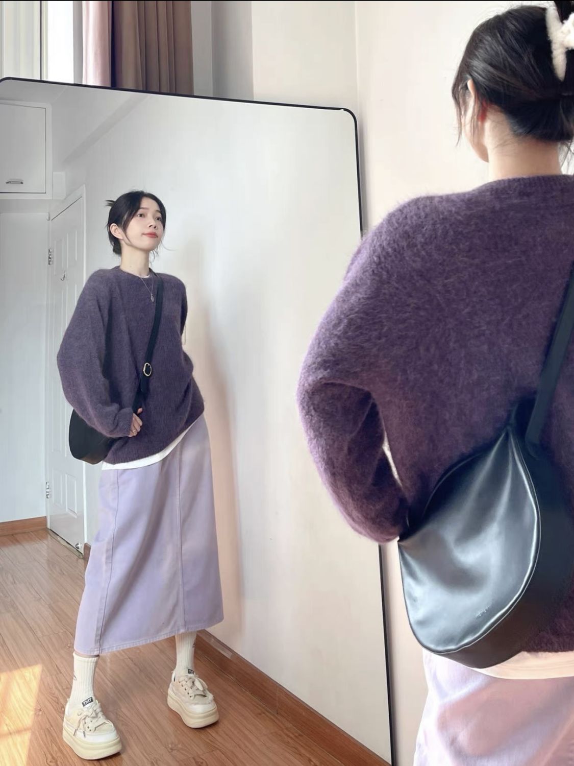 溫柔風紫色軟糯糯毛衣女秋冬2023新款爆款今年流行的漂亮加厚上衣