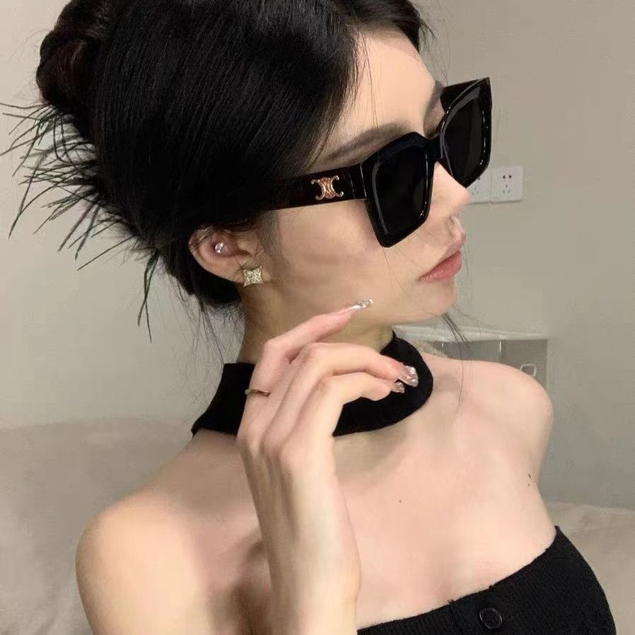 復古凱旋門黑色墨鏡女小眾高級感辣妹時尚港風防紫外線街拍太陽鏡