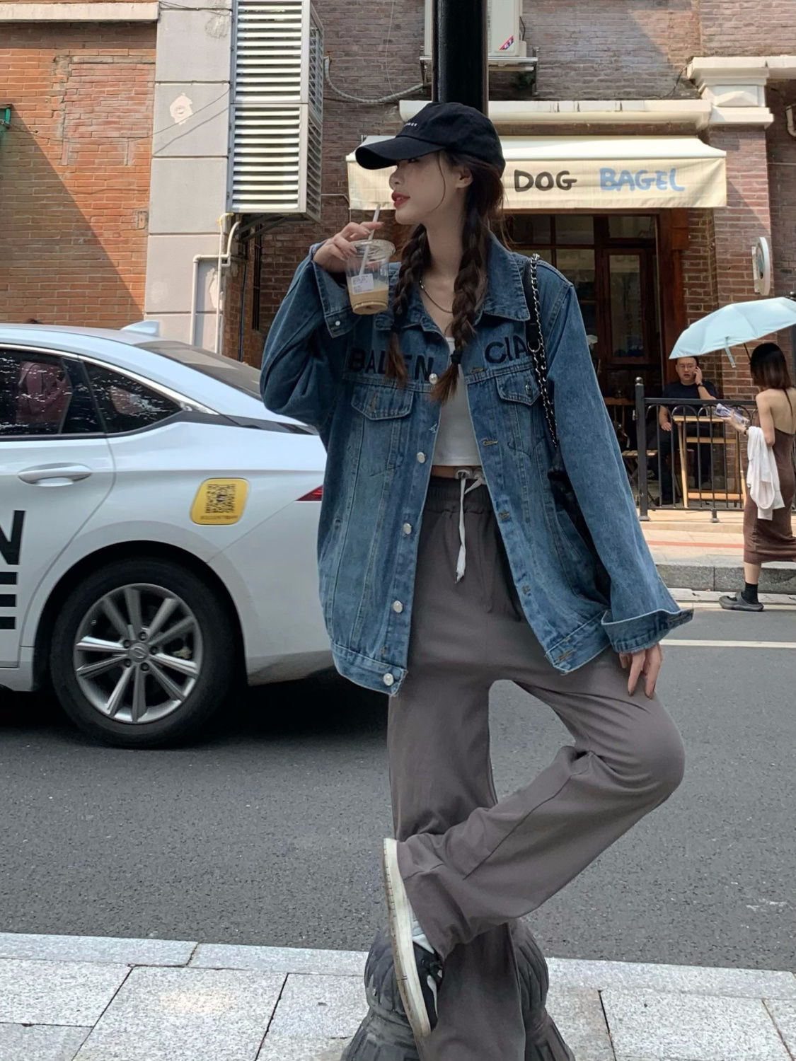 港味復古牛仔外套女春秋新款設計感小眾炸街寬鬆顯瘦夾克別致上衣